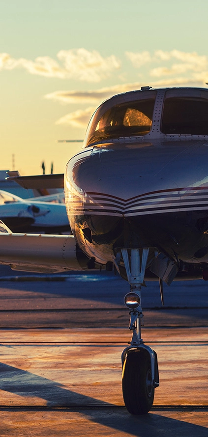 close up of the front of a plane.
